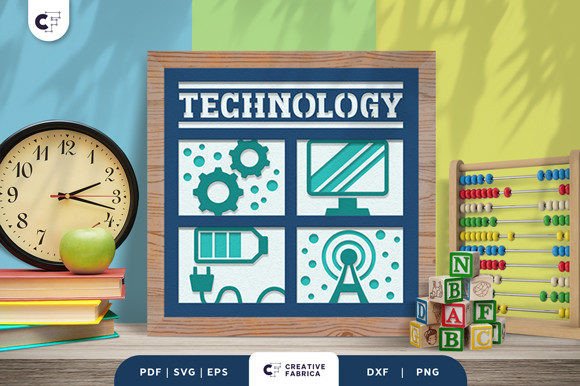 Download Technology School Subject 3D Shadow Box - Premium Resources