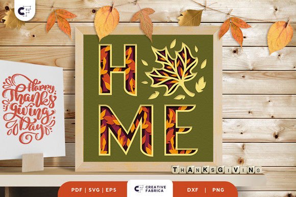 Download Maple Leaves HOME 3D Shadow Box SVG - Premium Resources